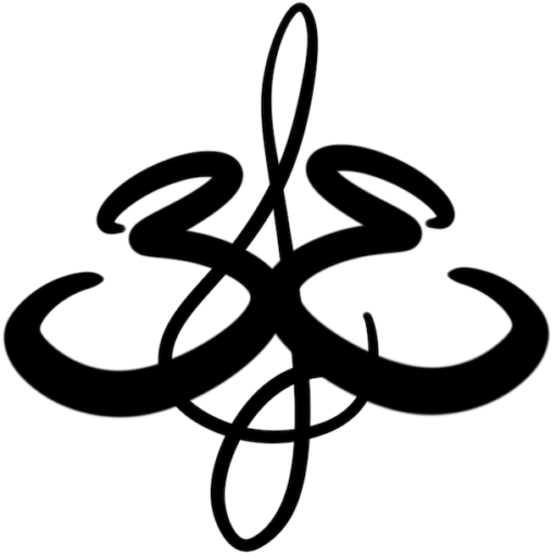 Mirrored cursive B and E in a thick swirly hand drawn pattern with a central cursive J reminiscent of a Treble Clef in lighter weight hand drawn script, drawn by Bobbie JoEle